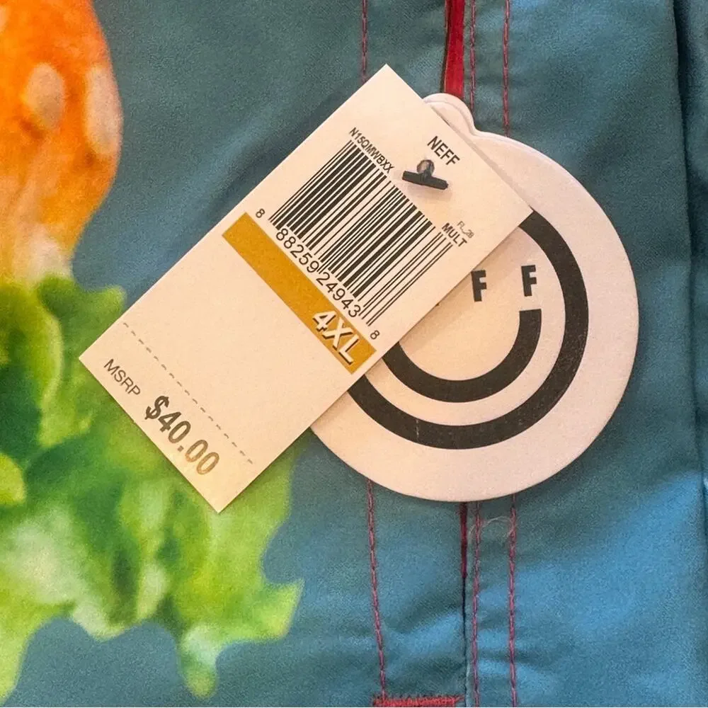 Neff Men's Cheeseburger Hot Tub Swim Trunks New with Tags 4XL